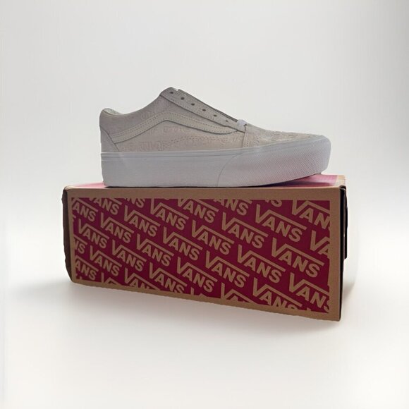 Womens Vans Sneakers Old Skool Platform Deboss Off The Wall White Size 7.5 NEW - Picture 7 of 8